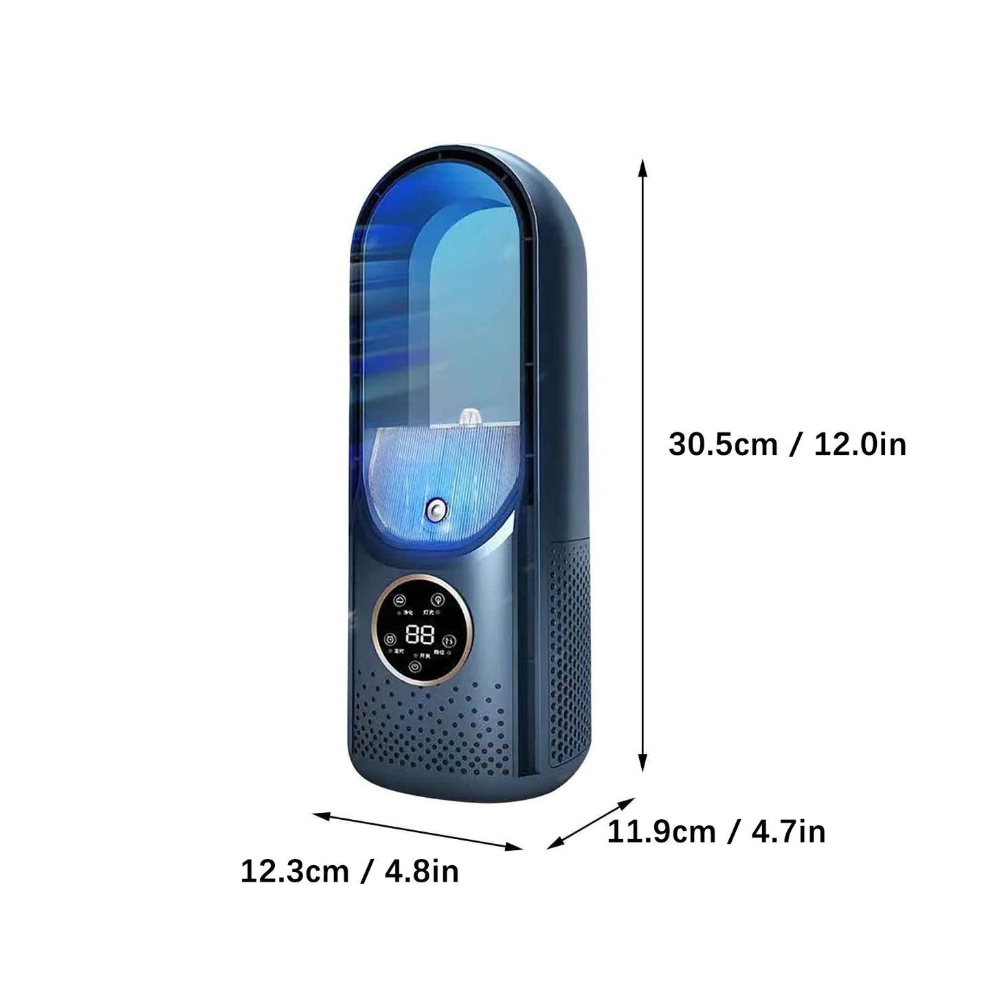 Fans That Blow Cold Air, 6 Speeds Quiet Mini Air Conditioner Fan Bladeless Desktop Fans Blue