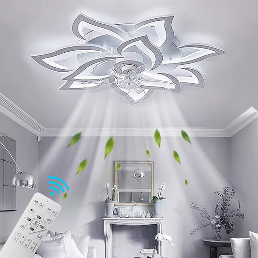 31.1-Inch Ceiling Fans with Lights and Remote, Chandelier Ceiling Fans with 3 Color, 6 Speeds, Indoor Flush Mount Ceiling Fans